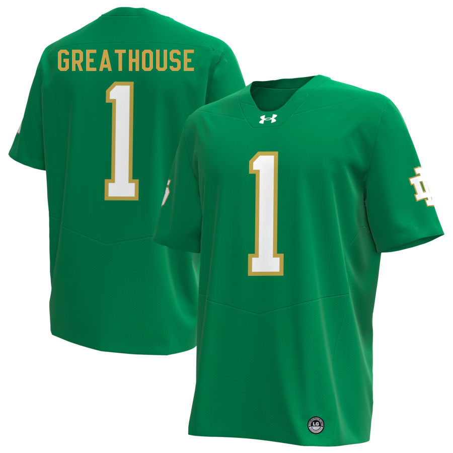 Jaden Greathouse Notre Dame Jerseys, UND Fighting Irish College Football Apparels Stitched-Green